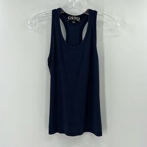 GSTQ Women's Ribbed Tank Top - Navy - Small